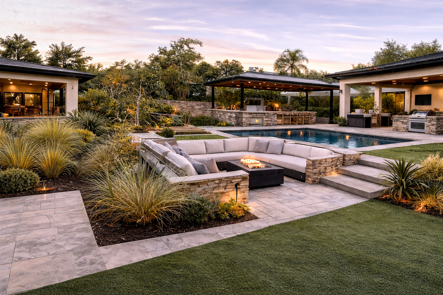 Luxury backyard outdoor living space Los Angeles